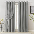 Bujasso Grey Blackout Curtains with Sheer Overlay Mix and Match Double Layer Window Curtains Thermal Insulated 95 inch for Livin