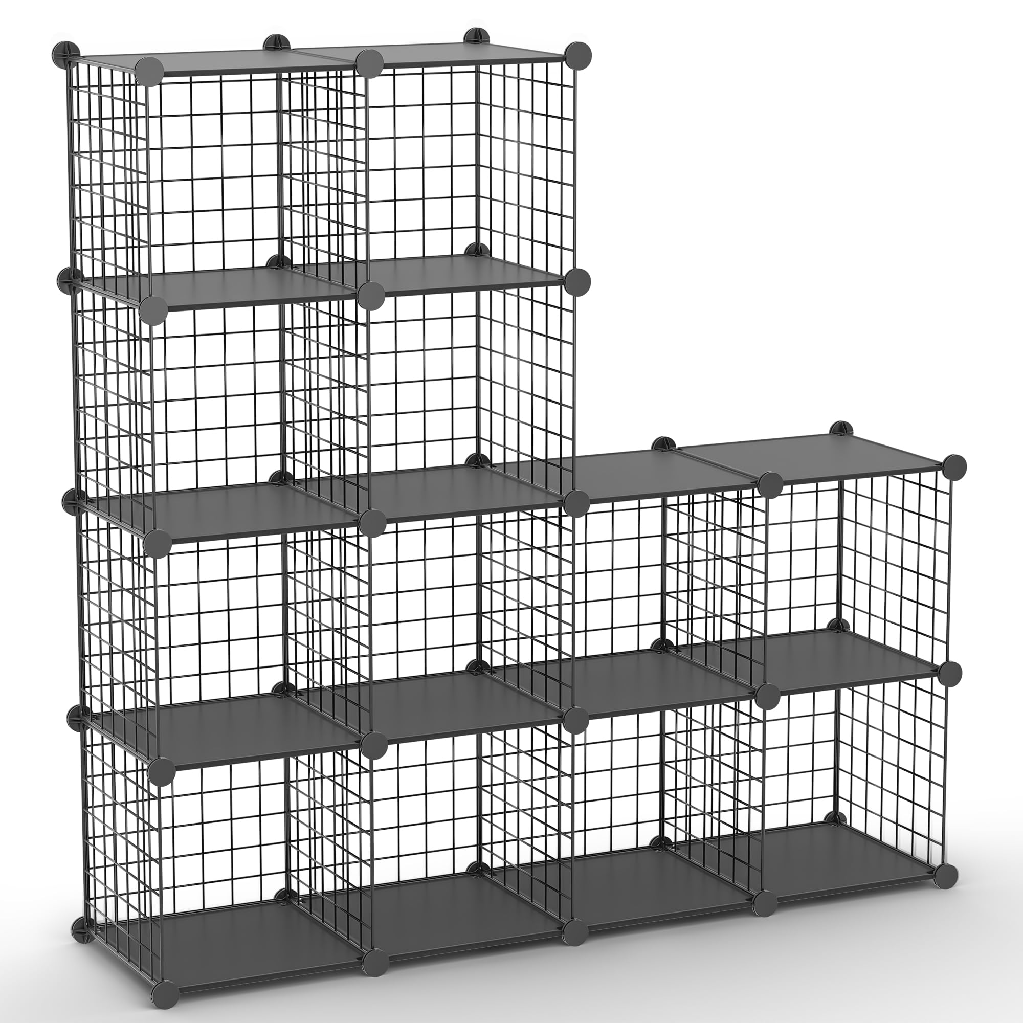 TUMUCUTE Wire Cube Storage Organizer, 12-Cube Metal Storage Shelves Bookshelf, Stackable Modular Closet Organizer for Bedroom Li