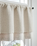 jinchan Valance Curtain Beige Hearthered Farmhouse Light Reducing Double Layer Window Treatment for Living Room Dining Bedroom K