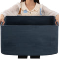 OIAHOMY 75L Large Blanket Basket, Woven Storage Basket with Handle, Cotton Rope Basket 22   x17   x12   ,Blanket Basket Living R