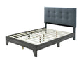 Hodedah Bed with Upholstered Headboard and Wooden Frame Platform, Twin, Grey (HI681 Twin Grey)