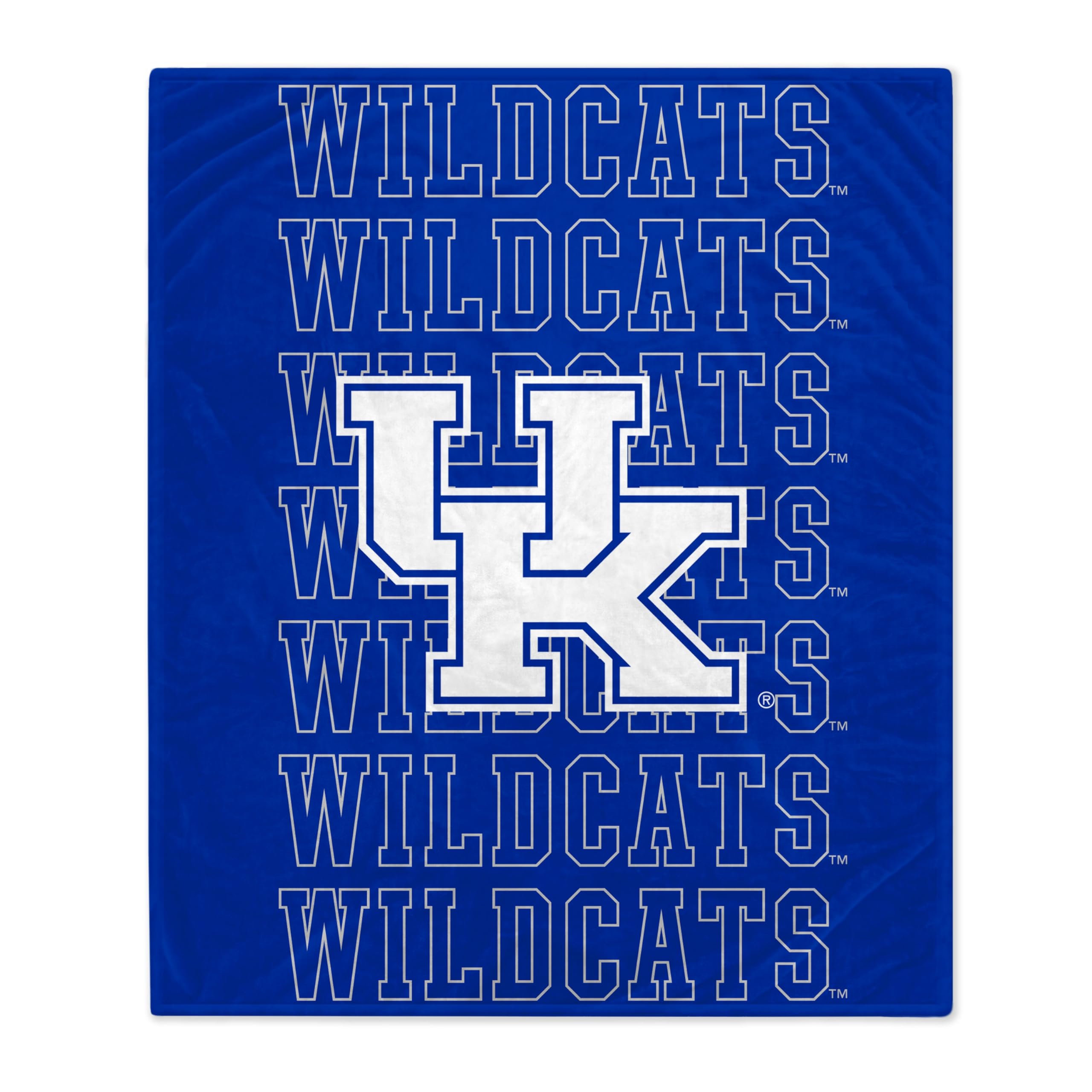 Pegasus Sports NCAA Echo Team Wordmark Plush Blanket- Kentucky Wildcats, Team Color, 60x70