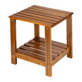 Utoplike Teak Side Table Outdoor, Patio End Table Double Layer, Wooden Coffee Accent Tables for Backyard, Garden, Bed, Living Ro