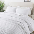 ROARINGWILD White Queen Size Quilt Bedding Sets with Pillow Shams, Full Lightweight Soft Bedspread Coverlet, Quilted Blanket Thi
