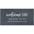 Large Welcome Mat for Front Door Large 18x47 Outside Entryway Funny Welcome-ish Gray Doormat Non Slip Rubber Backing Low Profile