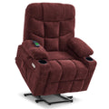 MCombo Power Lift Recliner Chair with Extended Footrest for Elderly People, Fabric 7287 (Burgundy, Medium-Regular)