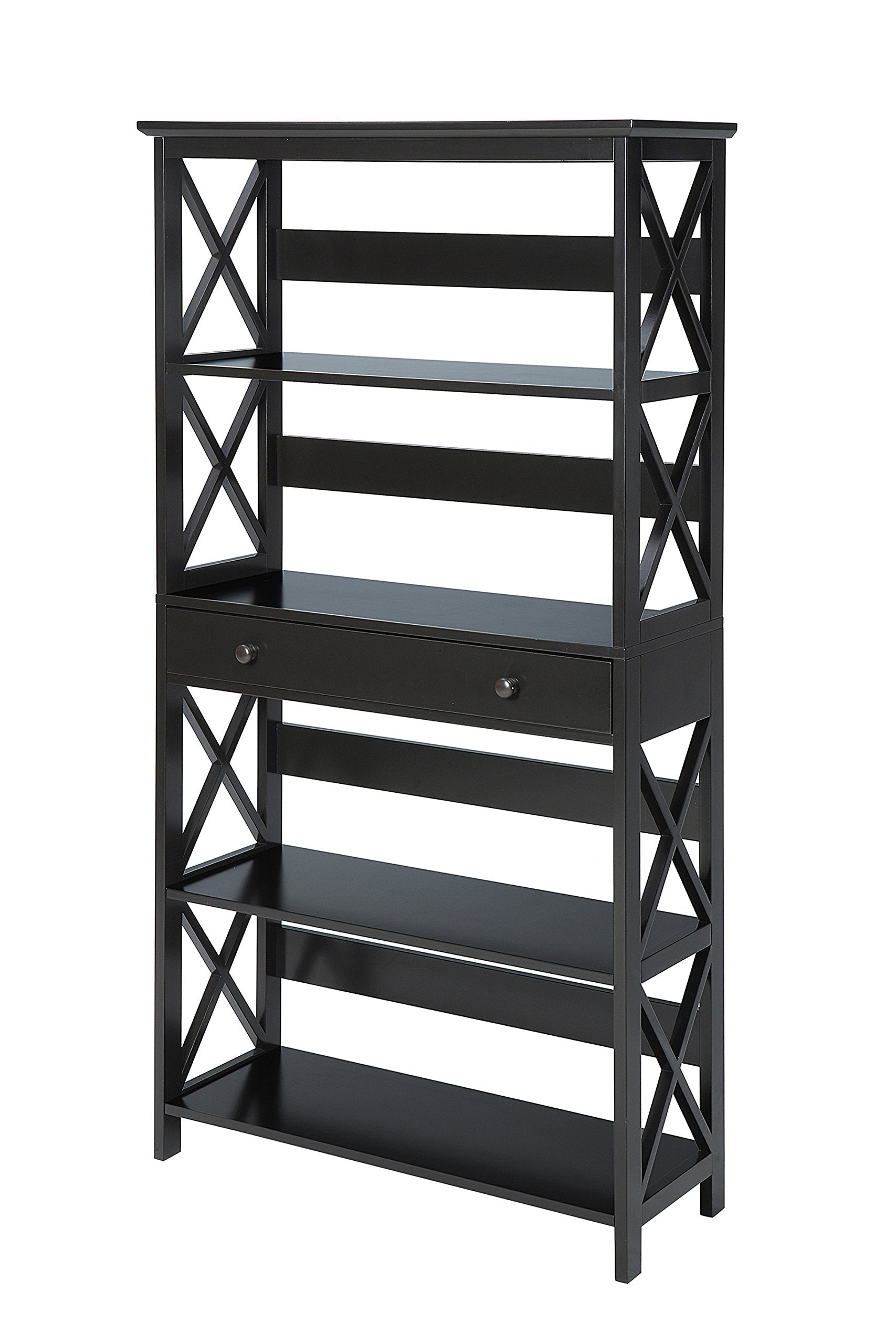 Convenience Concepts Oxford 5 Tier Bookcase with Drawer, Black