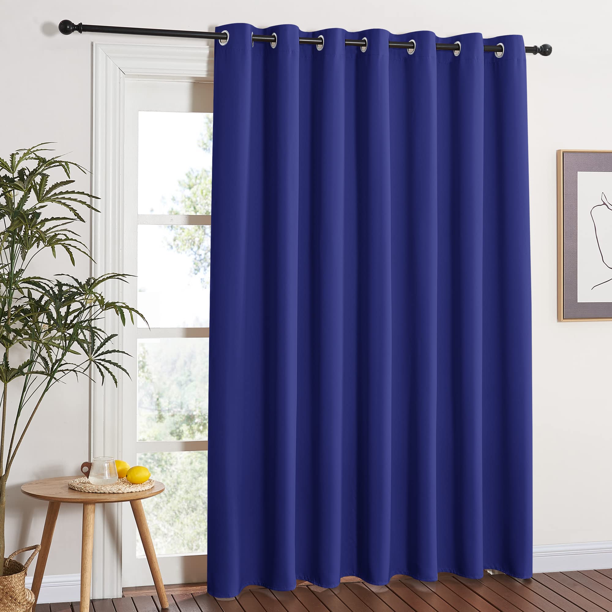 NICETOWN Blackout Curtain for Sliding Door - Patio Door Curtains, Thermal Insulated Wide Drapes/Draperies for Bedroom (Dark Blue
