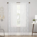 No. 918 Ariella Floral Lace Rod Pocket Curtain Panel, 58 x 63, White