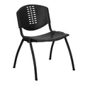 Flash Furniture HERCULES Series 880 lb. Capacity Black Plastic Stack Chair with Oval Cutout Back and Black Frame