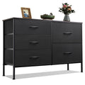 WLIVE Dresser for Bedroom with 5 Drawers, Wide Bedroom Dressers with Drawer Organizers, Chest of Drawers, Fabric Dresser for Liv
