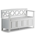 SIMPLIHOME Amherst Entryway Storage Bench - 48 inch Wide Solid Wood Hallway Seat in White, Transitional Bench for Entryway or Li