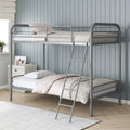 DHP Twin Bunk Bed with Metal Frame and Ladder Space-Saving Design, Silver