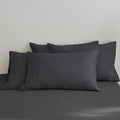 MooMee Bedding Pillowcases Pack of 4 100% Washed Cotton Linen Like Textured Breathable Durable Soft Comfy (Dark Grey, King)