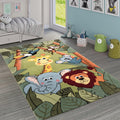 Green Kids Rug with Jungle Animals for The Childrens Room, Size:47 x 67