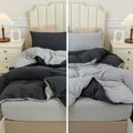 PURE ERA Jersey Knit Duvet Cover Set 100% T-Shirt Cotton Super Soft Comfy 3pc Bedding Set with Zipper Closure (Heather Charcoal 