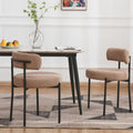 EDWELL Dining Chairs Set of 2, Round Upholstered Dining Room Chairs with Black Metal Legs, Modern Boucle Dining Chair for Dining