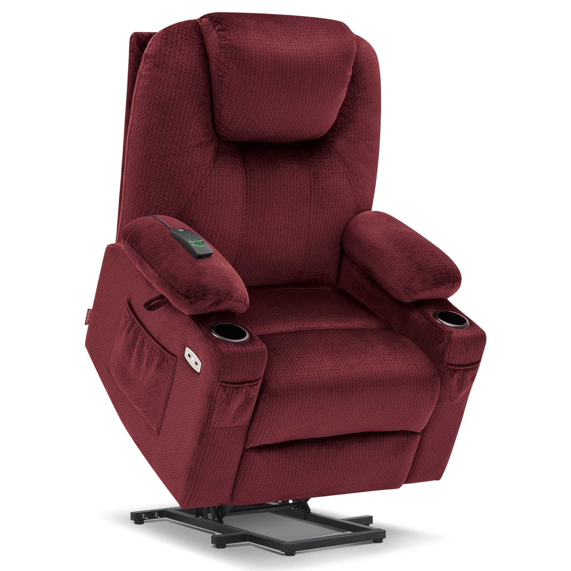 MCombo Large Power Lift Recliner Chair Sofa with Massage and Heat for Big and Tall Elderly People, 3 Positions, Cup Holders, and
