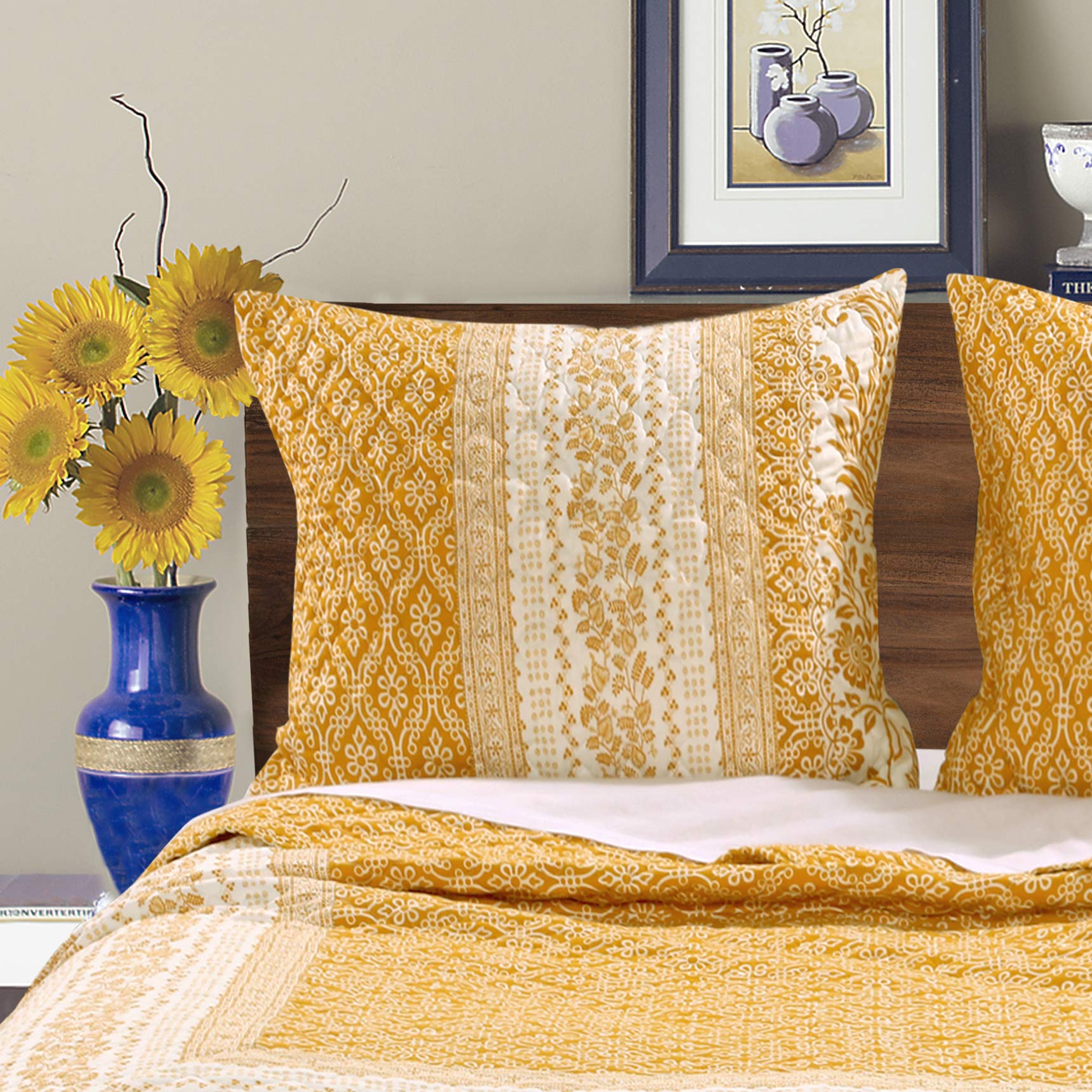 Barefoot Bungalow Mykonos Pillow Sham, King, Gold