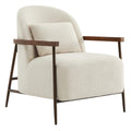 CHITA Accent Chair for Living Room, FSC Certified Modern Upholstered Faux Sherpa Fabric Armchair with Metal Frame and Wooden Arm