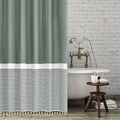 Seasonwood Shower Curtain with White Tassels Modern Farmhouse White Striped Sage Green Shower Curtains for Bathroom 72 x 72 inch
