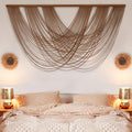 Flber Large Macrame Wall Hanging Brown Die-Dyed 57.00 W x 31.00 L Boho Wall Decor Yarn Tapestry Craftsmanship Home Macrame Wall 
