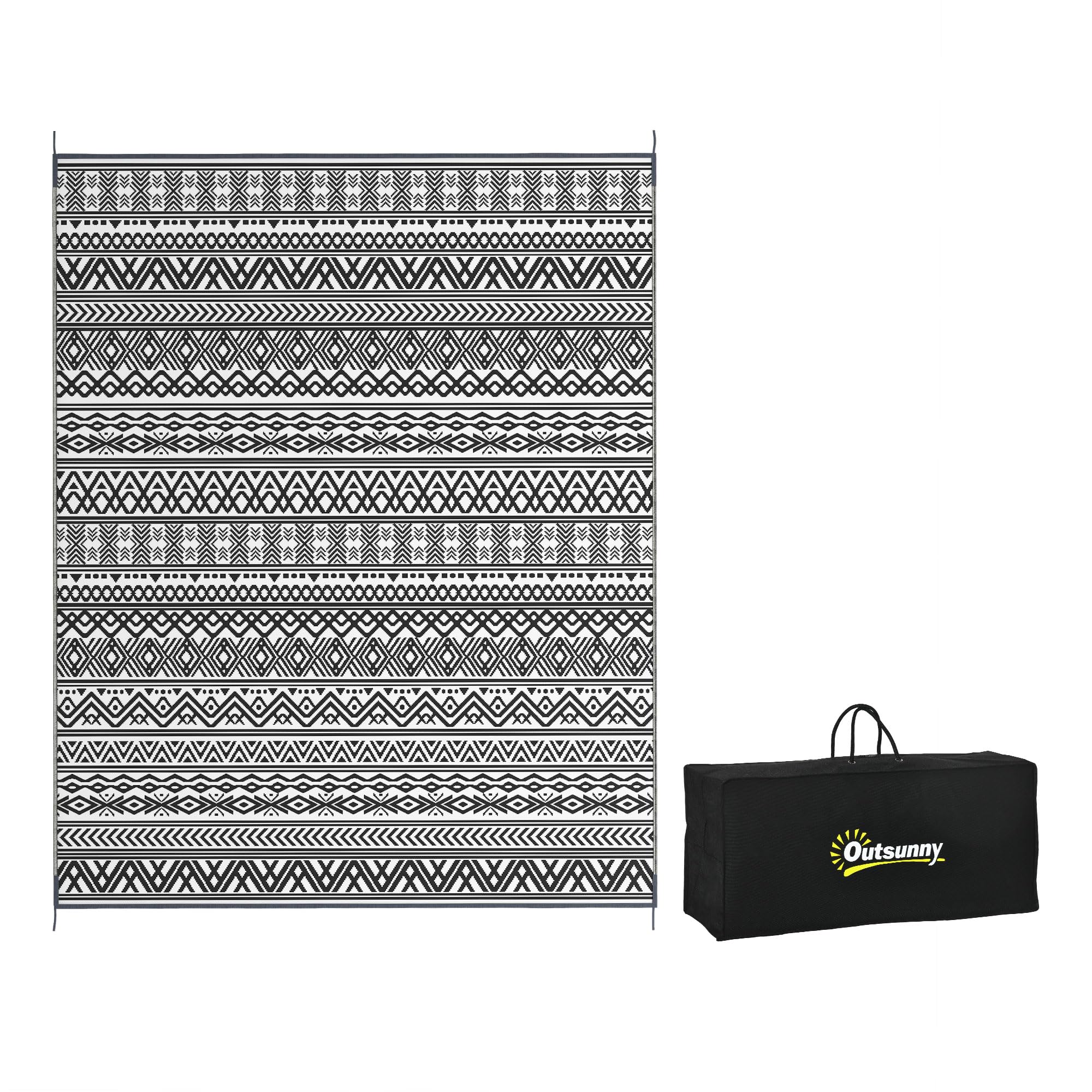 Outsunny Reversible Outdoor Rug, 8 x 10 Waterproof Plastic Straw Floor Mat, Portable RV Camping Carpet, Large Floor Mat for Ba