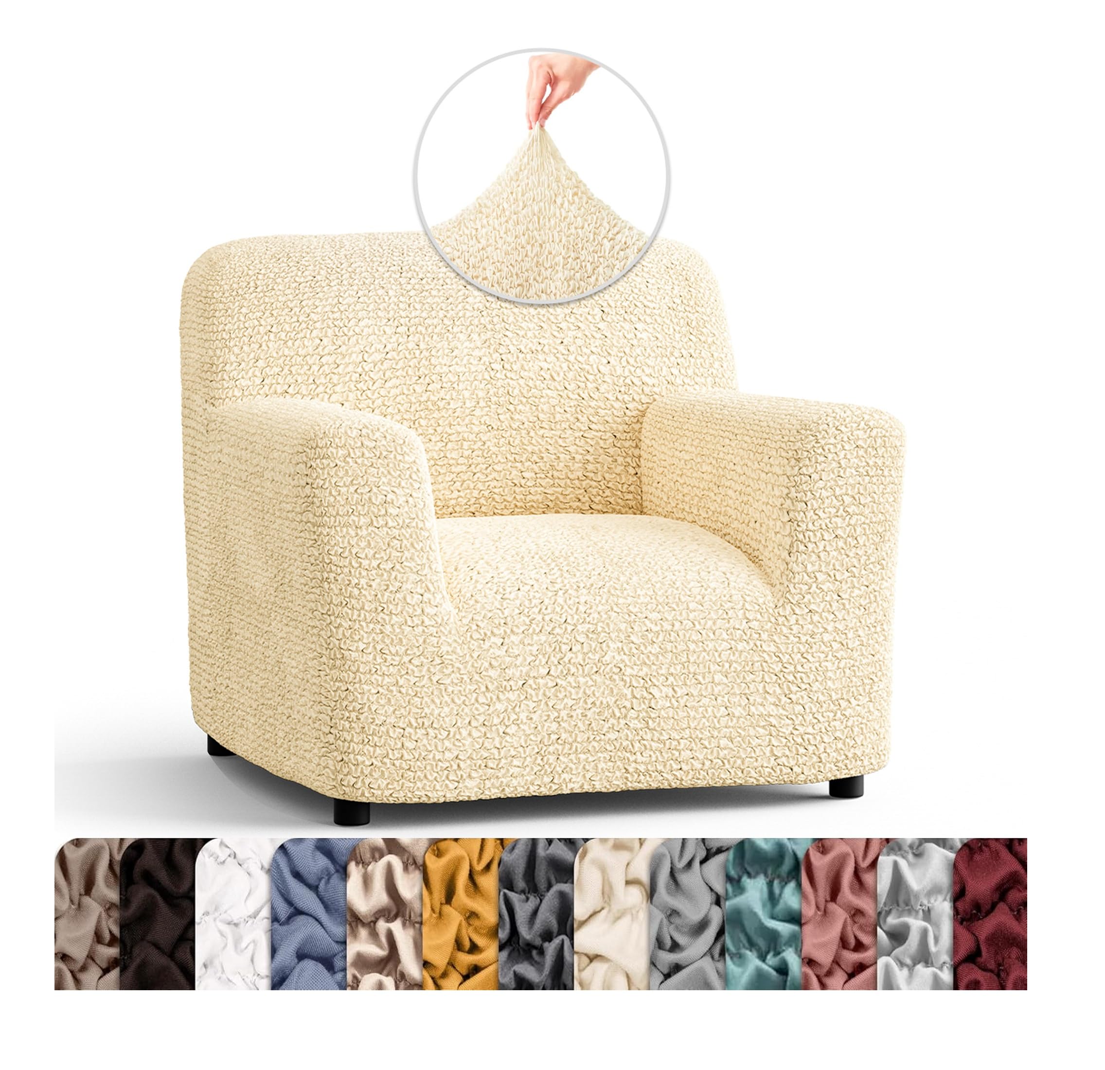 PAULATO BY GA.I.CO. Chair Cover - Armchair Cover - Armchair Slipcover - Polyester Fabric Slipcover - 1-Piece Form Fit Stretch St