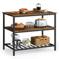VASAGLE Kitchen Island with 3 Shelves, 39.4 Inches Width Kitchen Shelf with Large Worktop, Stable Steel Structure, Industrial, E