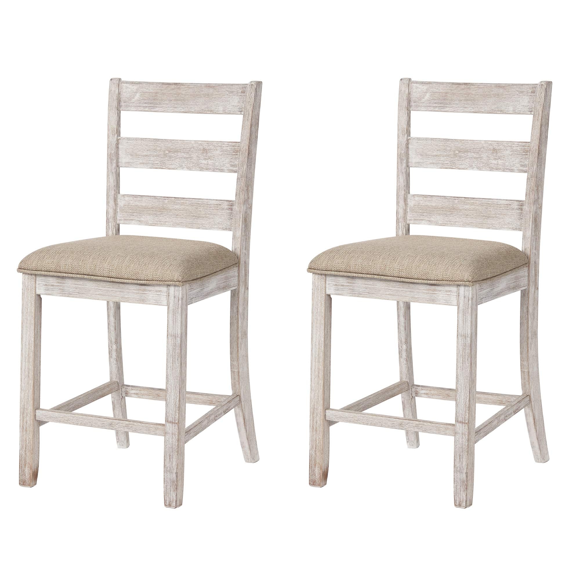 Signature Design by Ashley Skempton 24 Counter Height Upholstered Barstool, Set of 2, Antique White