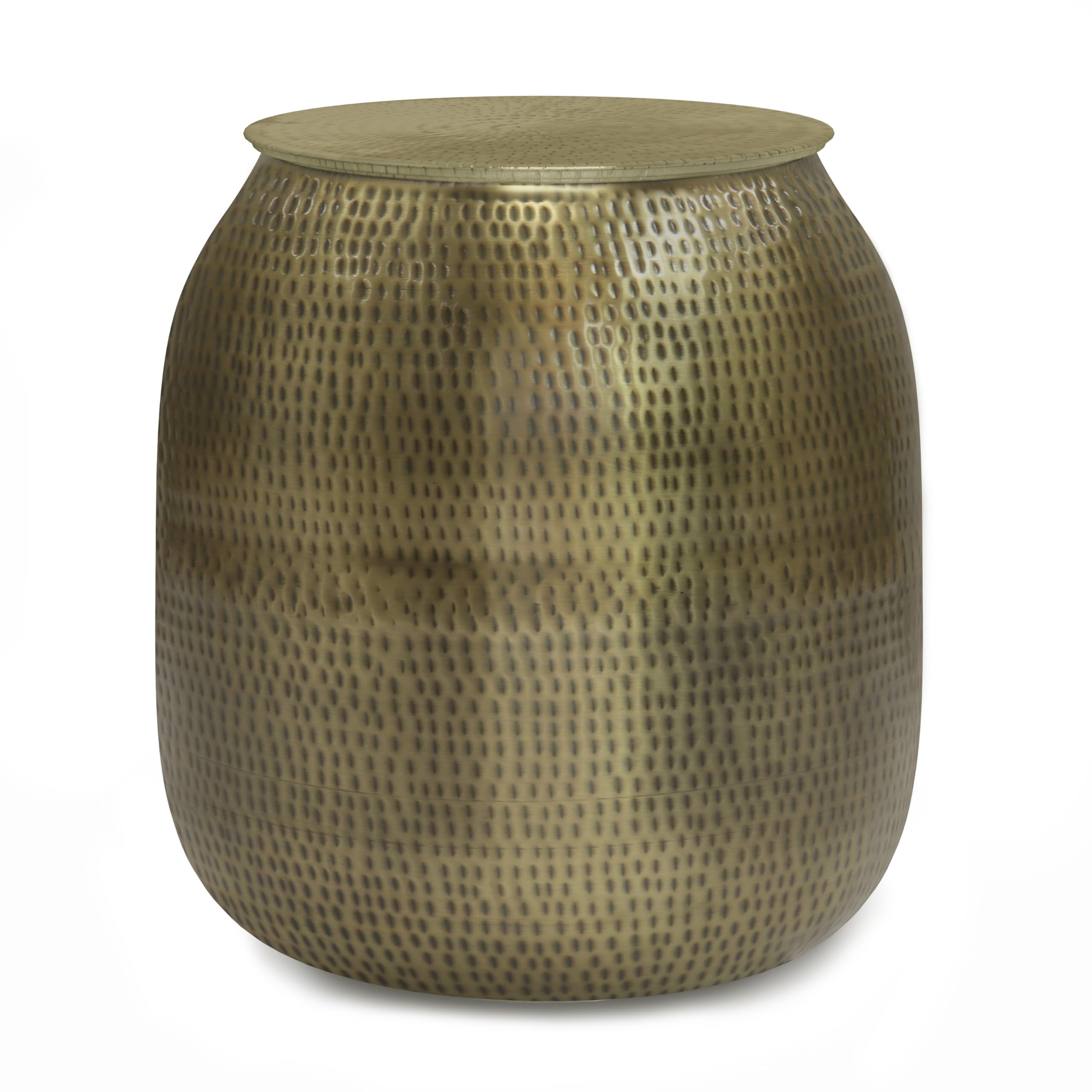 SIMPLIHOME Griffen Contemporary 19 inch Wide Metal Storage Accent Side Table in Antique Gold, Fully Assembled for the Living Roo