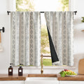 jinchan 100% Blackout Boho Kitchen Curtains 36 Inches Tier Curtains Bohemian Small Cafe Curtains for Bedroom RV Basement Room Da
