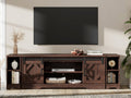 WAMPAT Modern Farmhouse 3 in 1 TV Stand for up to 85  TVs Wood Entertainment Center with Sliding Barn Door and Adjustable Media 