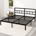 DiaOutro Metal Platform King Bed Frame with Headboard, 14 Inch No Box Spring Needed Heavy Duty Steel Slat Mattress Foundation/Ea