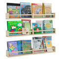 Austin yan Nursery Bookshelves Wall Mounted,32inch,Set of 3, Wood Floating Wall Bookshelf for Kids,Natural Wood Color,Hanging Sh