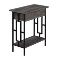 Convenience Concepts Town Square Flip Top End Table with Charging Station, Weathered Gray/Black