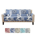 Great Bay Home Patchwork Scalloped Printed Furniture Protector Stain Resistant Sofa Cover (Sofa, Navy)