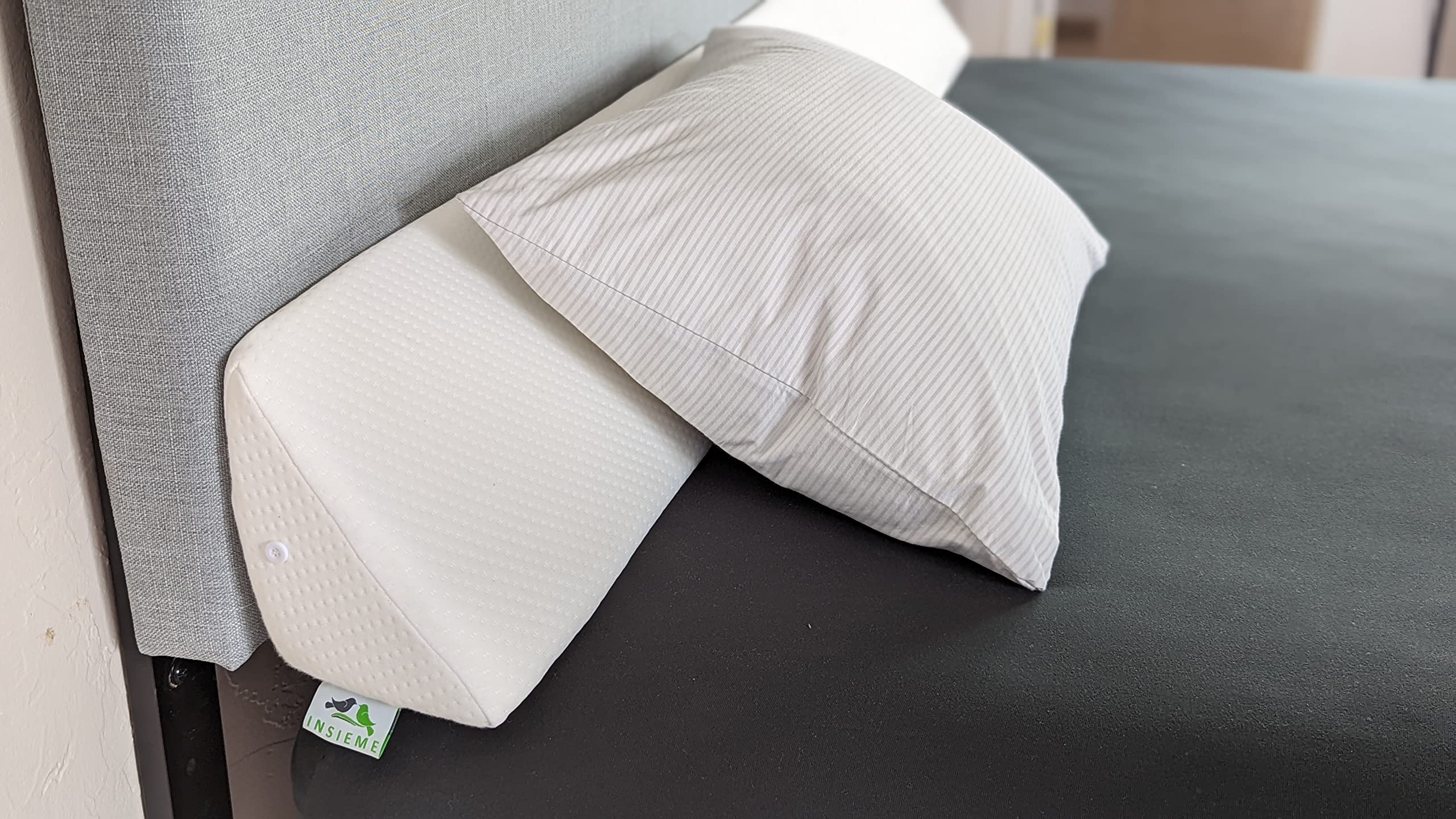 Insieme Queen Size Headboard Wedge Pillow (White) |Multi-Use Foam Bed Gap Filler for Covering Gaps Between Bed and Headboard or 