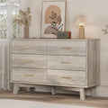 Dresser for Bedroom, 6 Drawer Wide Modern Chest of Drawers with X-Shaped Sturdy Base, Wood Double Dresser Closet Clothes Storage
