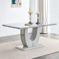 JUFU Modern Dining Table Set for 6,Rectangula Kitchen Table Set with Faux Marble Tabletop&6 Pu Leather Upholstered Chairs Ideal 