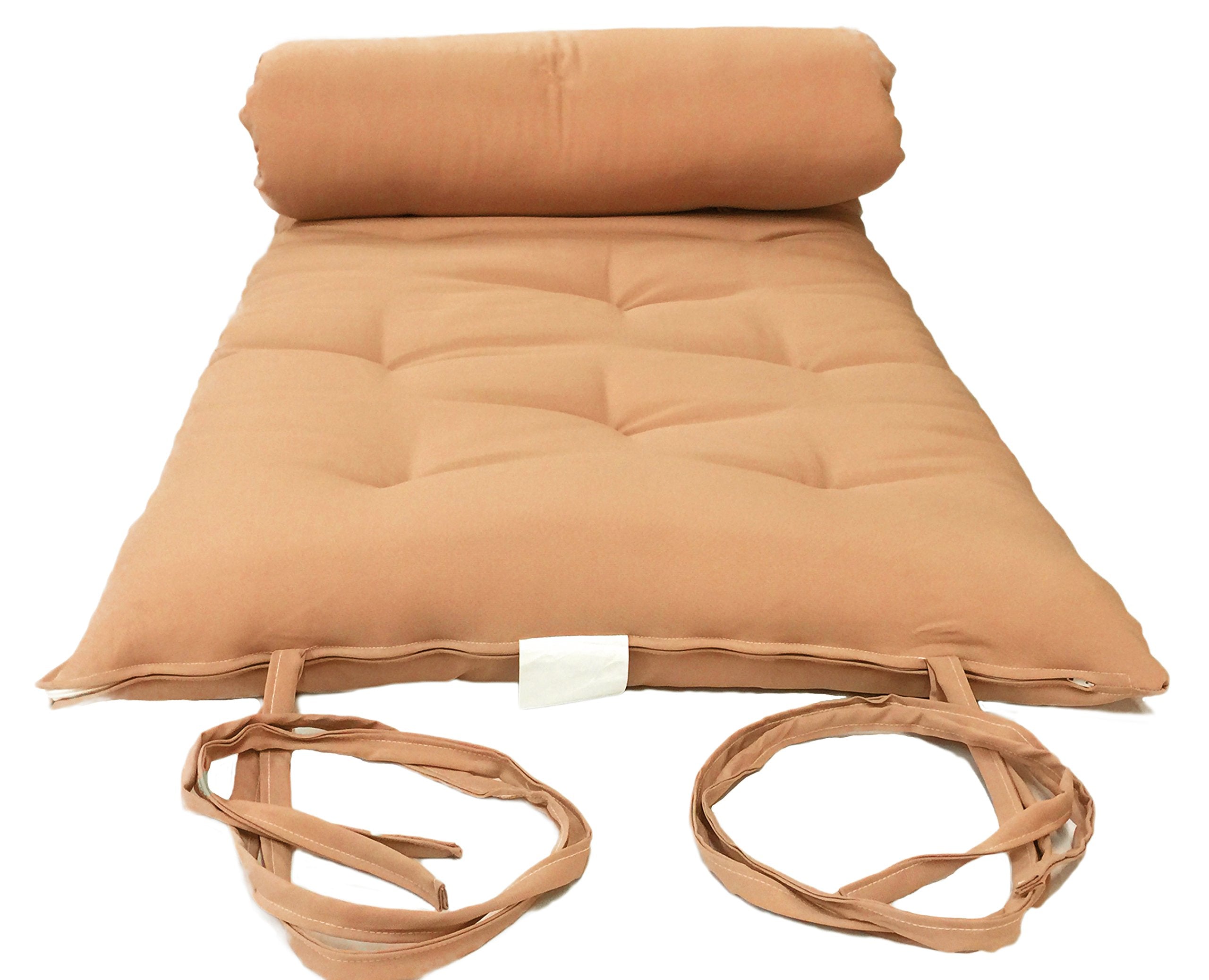 D&D Futon Furniture Queen Size Peach Traditional Japanese Floor Futon Mattresses, Cotton Batting/Foam/Polyester Batting, Rollnig