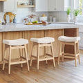 Cozyman Bar Stools Set of 3, Barstools with Sturdy Wood Legs, Saddle Seat Counter Height Bar Stools for Kitchen Counter, Bar, Di