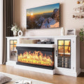 oneinmil 36 Inch 3-Sided Glass Fireplace TV Stand for TVs up to 80, Rustic Media Entertainment Center Console Table with Glass D