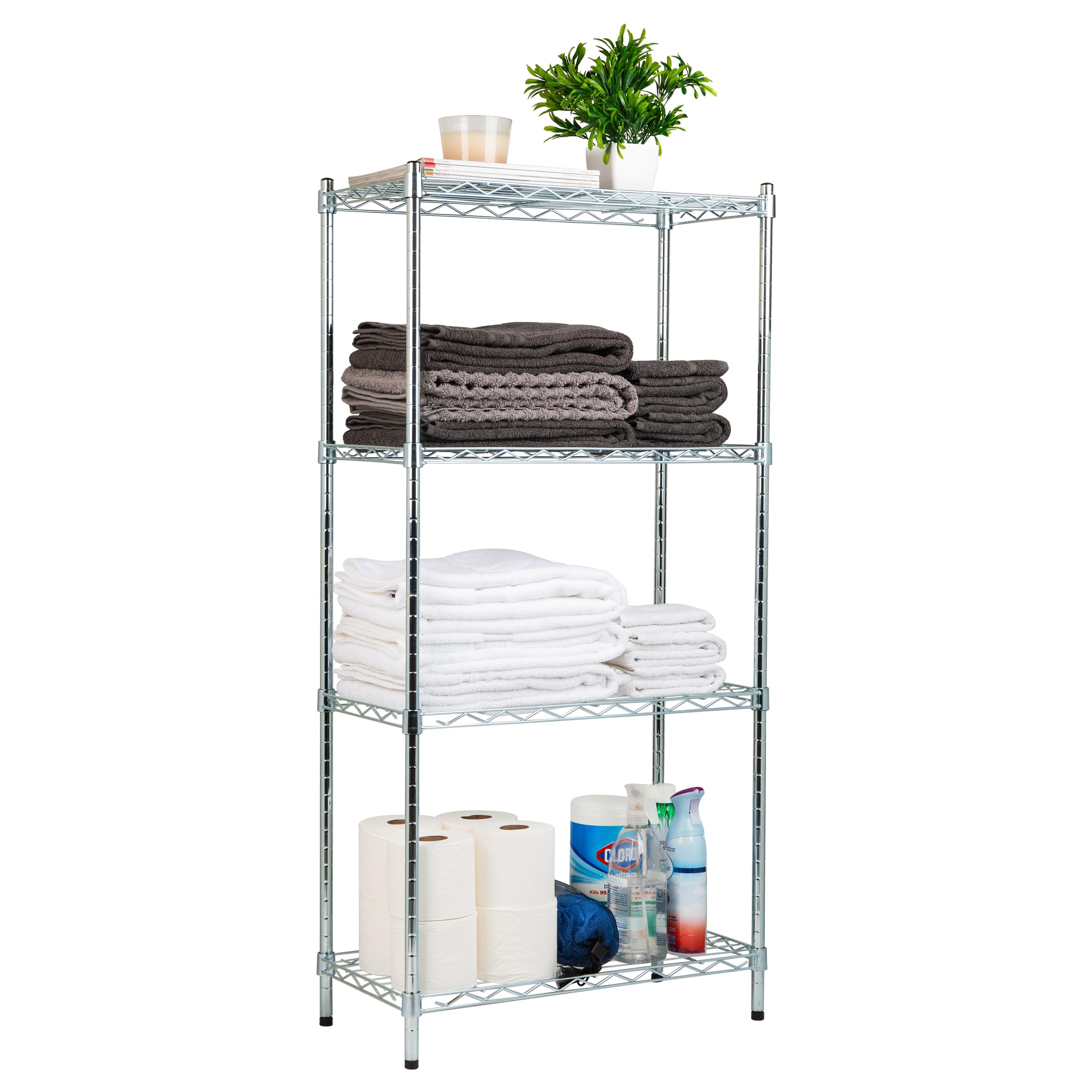 Mind Reader Storage Shelves, Garage Shelving, Storage Shelf, Pantry Org, Adjustable, Metal, 23.5 L x 11.75 W x 48 H, Silver