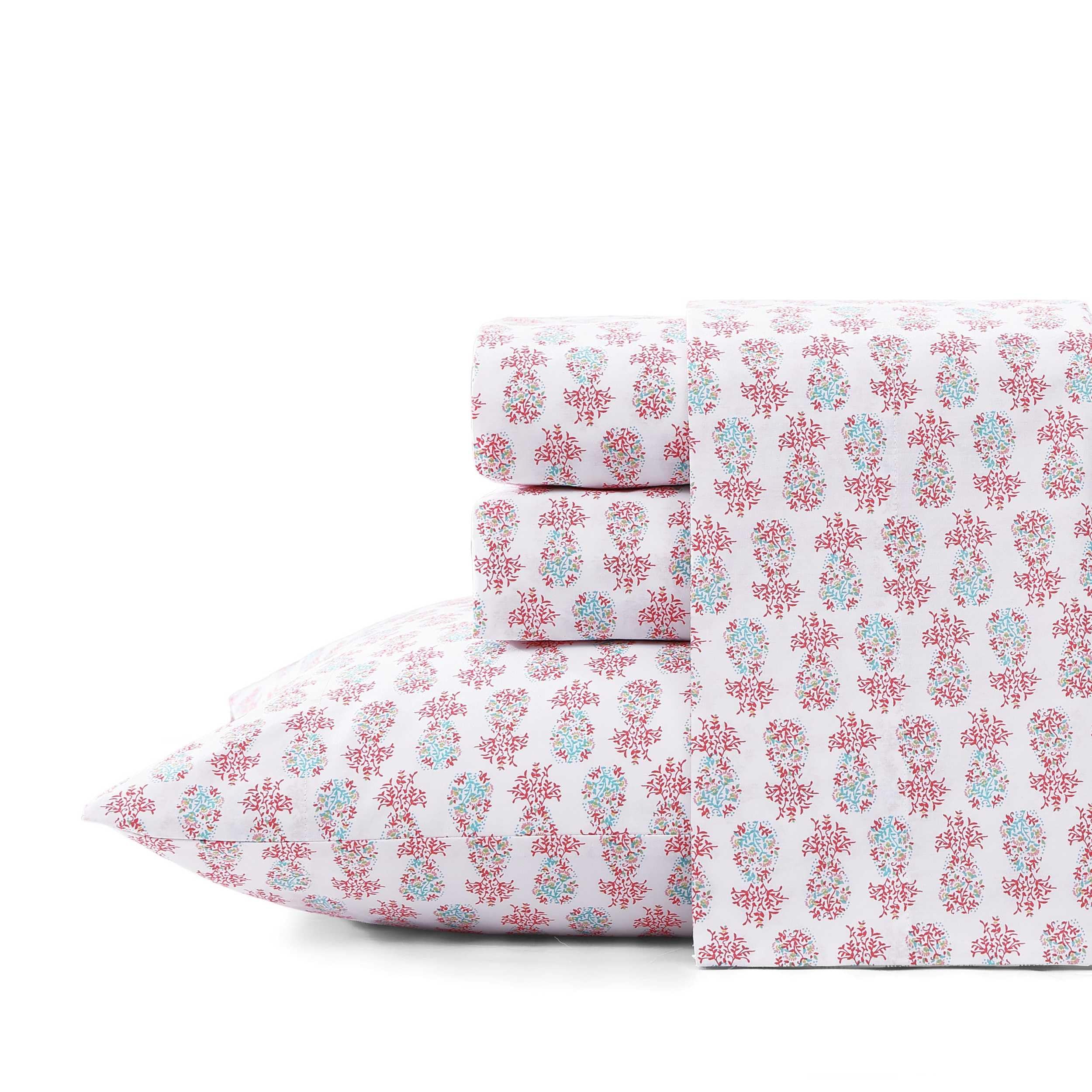 Tommy Bahama - King Sheets, Cotton Percale Coastal Bedding Set with Matching Pillowcases, Crisp & Cool, Coastal Room Essentials 