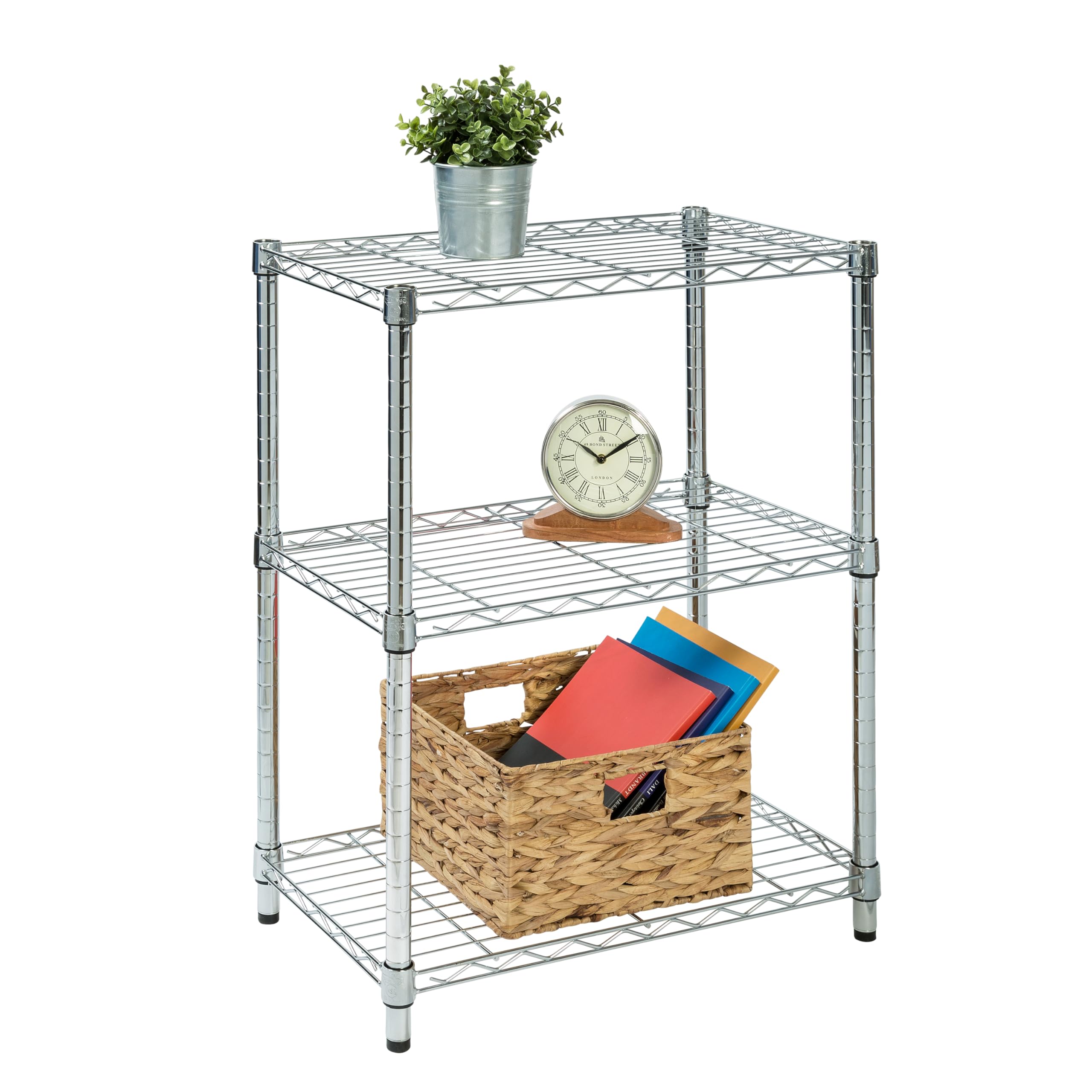 Honey-Can-Do SHF-01903 Adjustable Storage Shelving, 250-Pounds Per Shelf, Chrome, 3-Tier, 24Lx14Wx30H