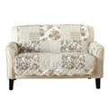 Great Bay Home Patchwork Scalloped Printed Furniture Protector Stain Resistant Loveseat Cover (Loveseat, Taupe)