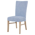 New Pacific Direct Milton Fabric Chair,Natural Solid Wood Legs,Blue Stripes,Set of 2