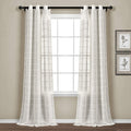 Lush Decor Farmhouse Textured Grommet Sheer Window Curtain Panel Pair, 38W x 95L, White