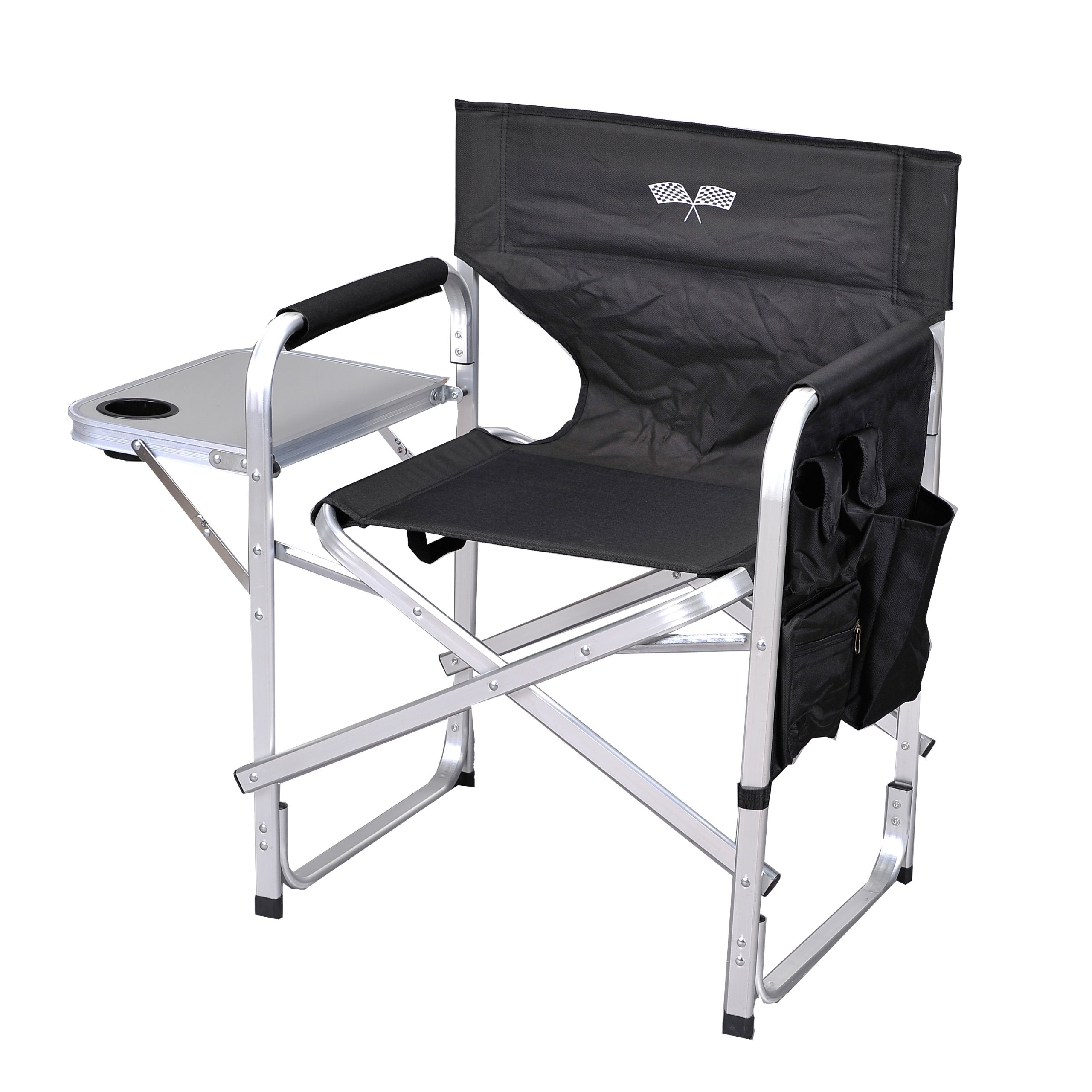 Stylish Camping SL1204BLACK/FLAG Full Back Folding Directors Chair